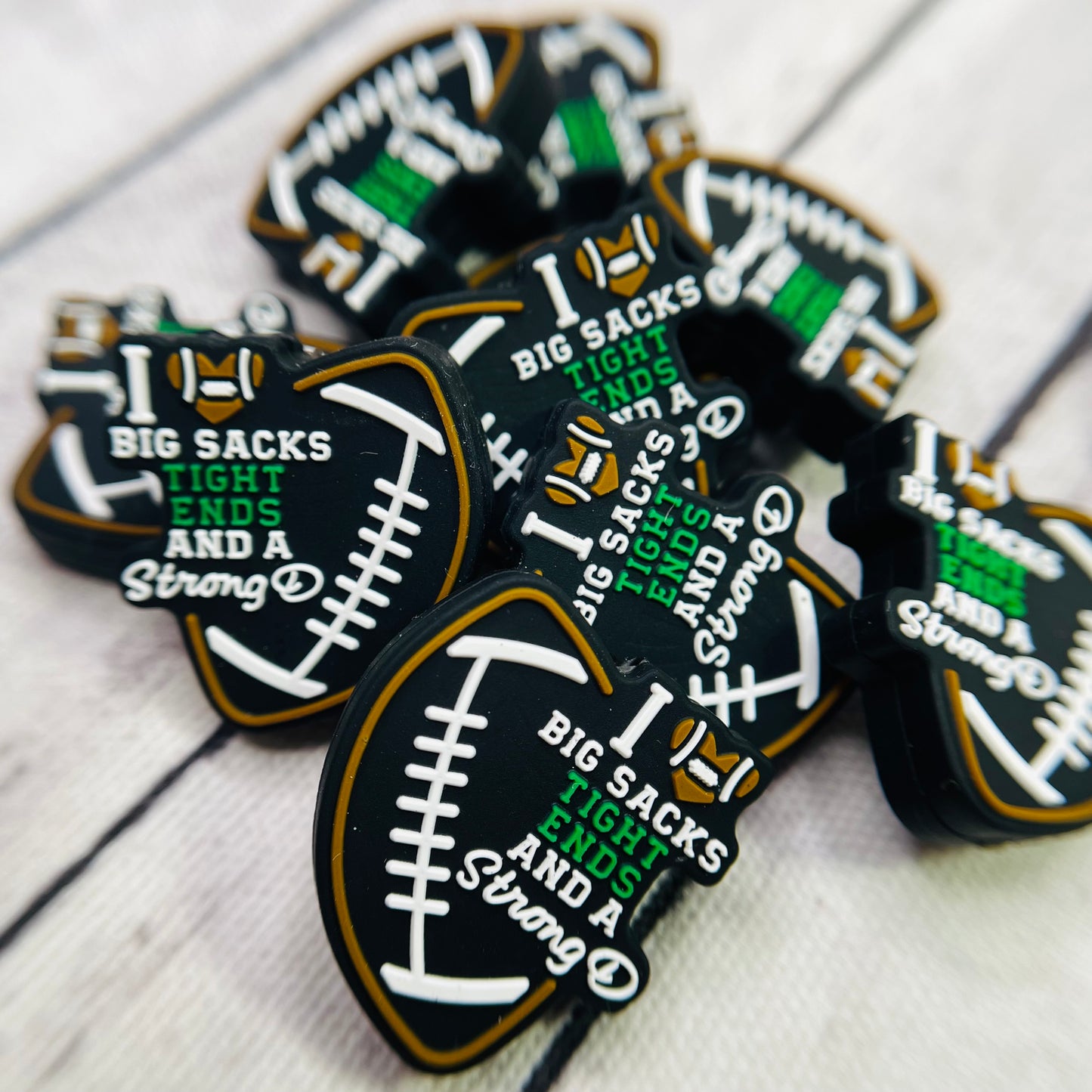 Strong D Football Silicone Focal Bead
