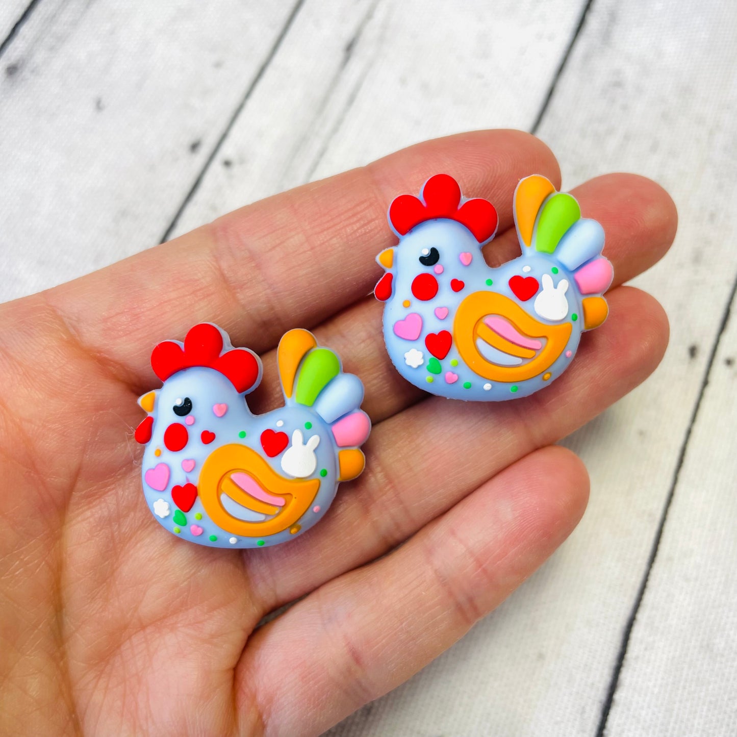 3D Purple Chicken Silicone Focal Bead