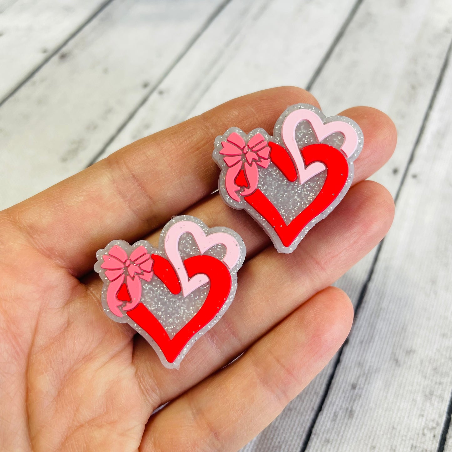 Red Hearts Silicone Focal Bead