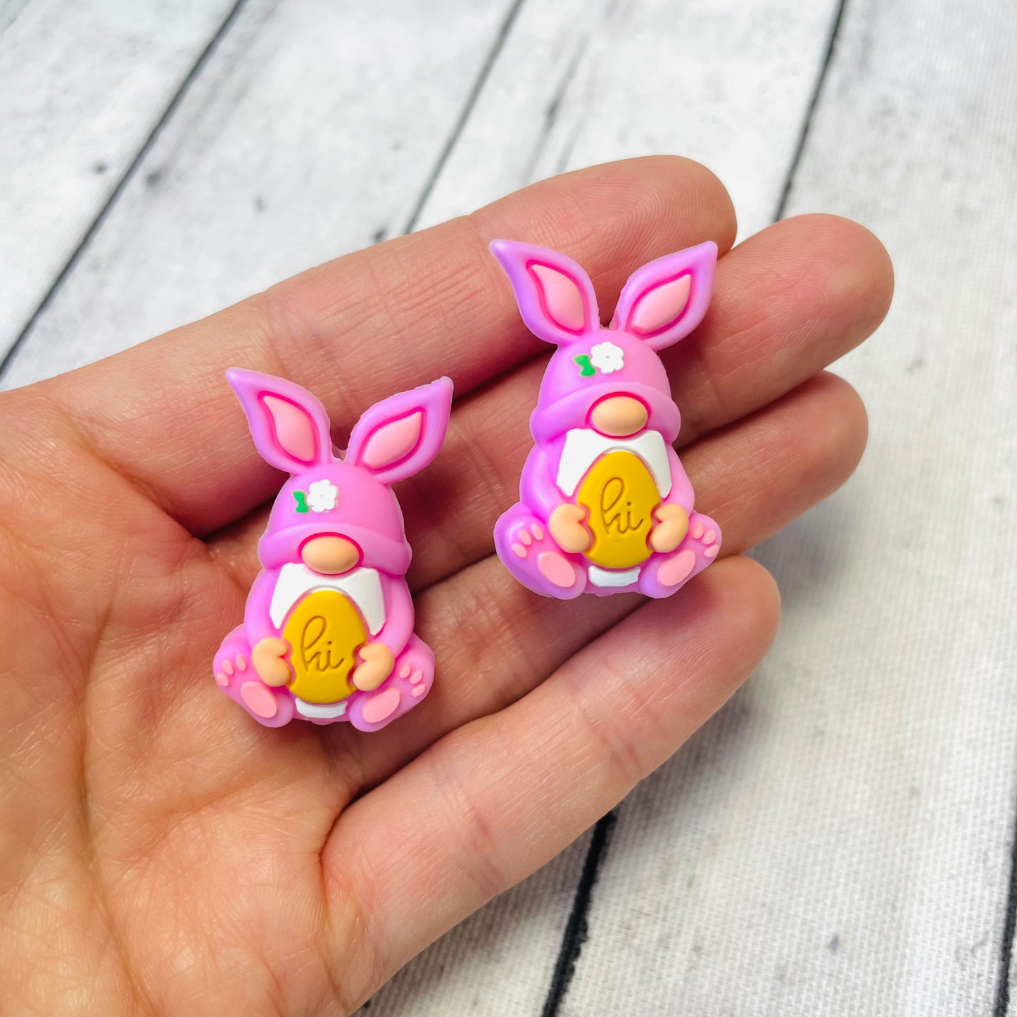 3D Pink Spring Gnome Silicone Focal Bead