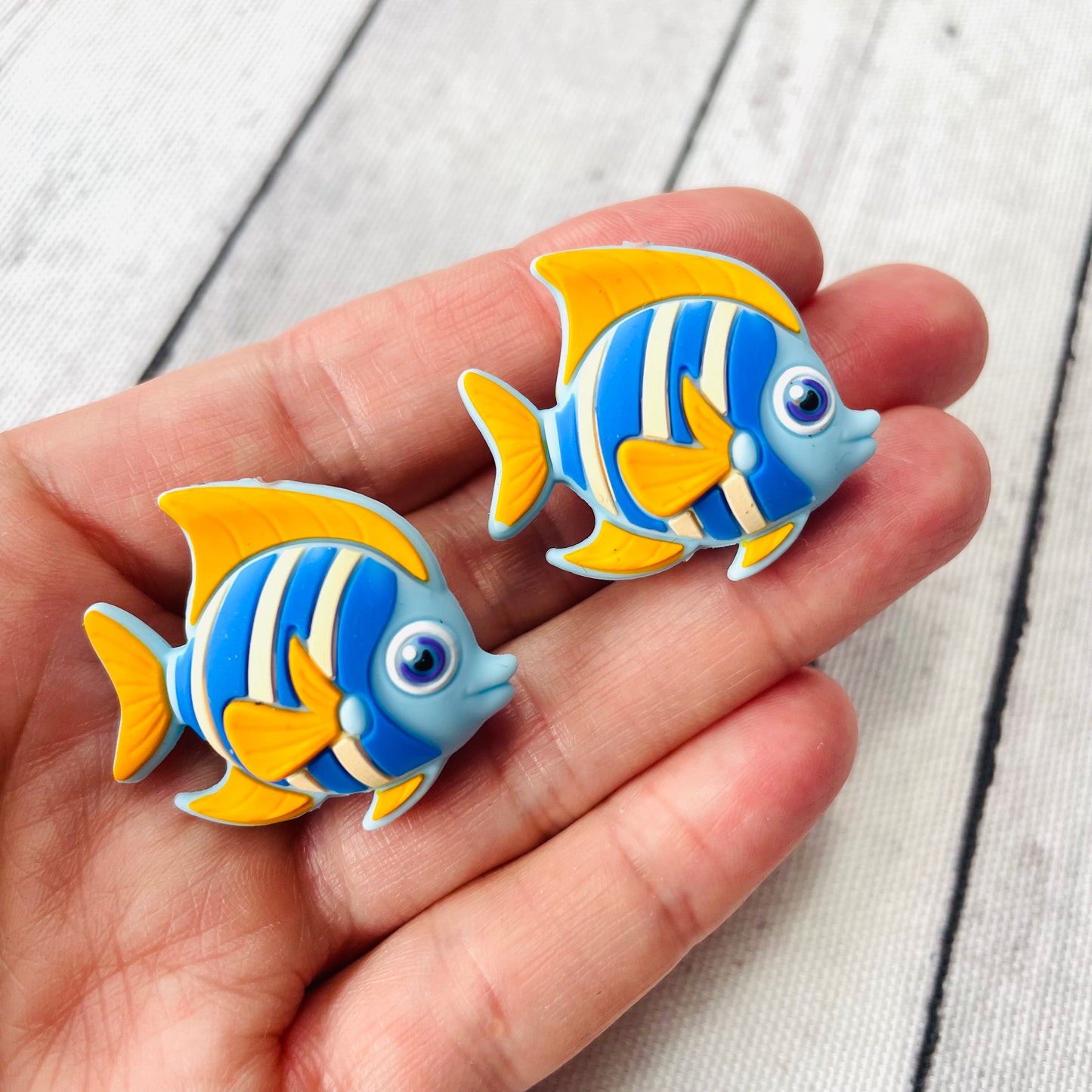 3D Blue Fish Silicone Focal Bead
