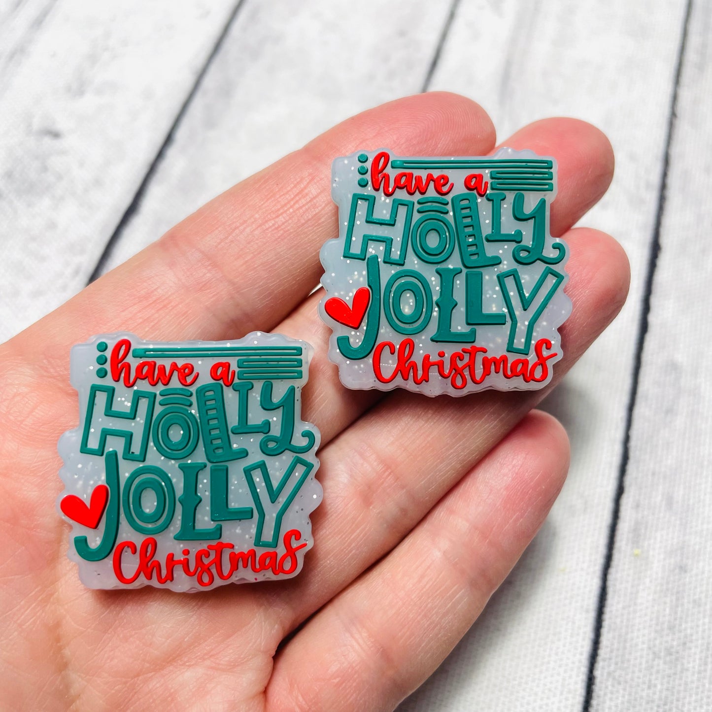 Holly Jolly Christmas Silicone Focal Bead