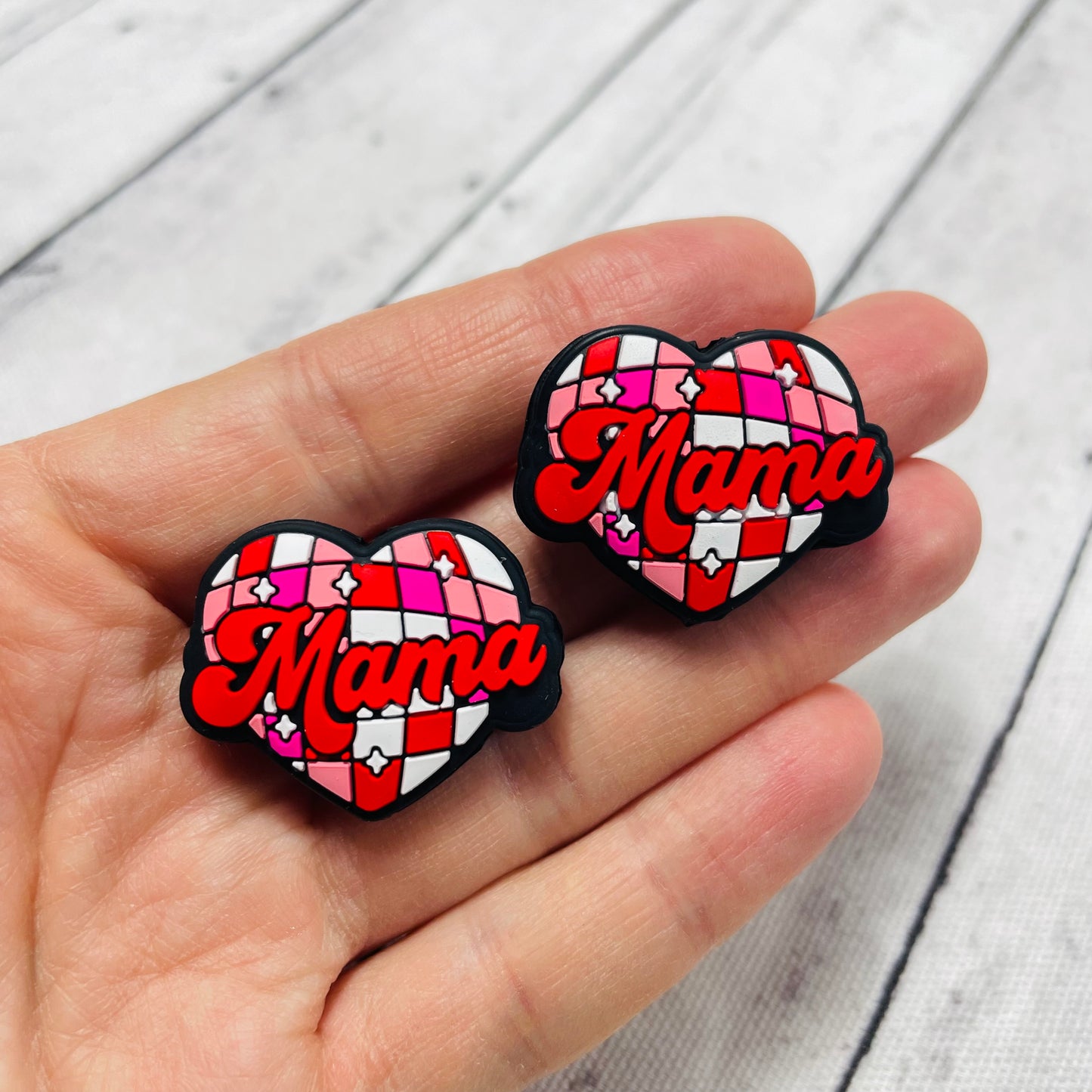 Mama Heart Silicone Focal Bead