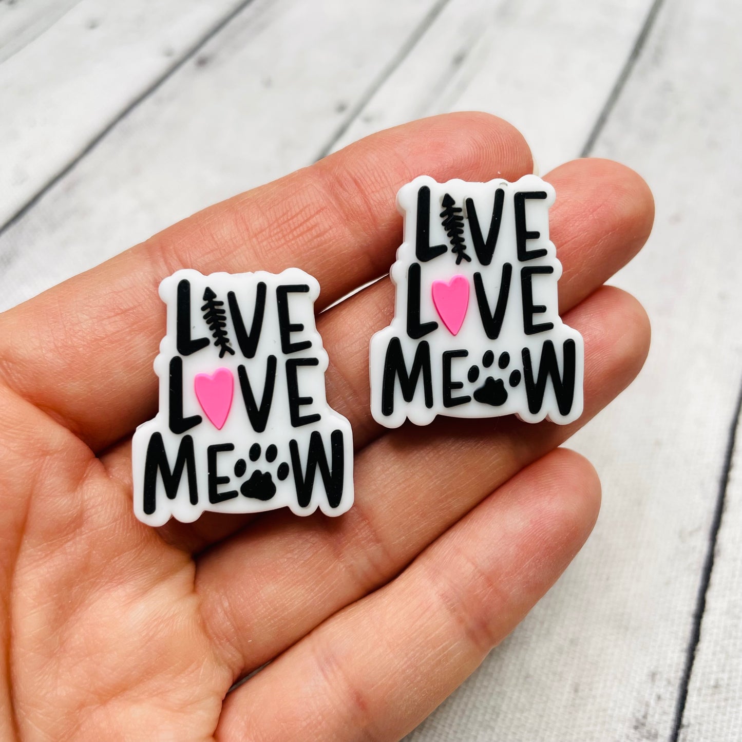 Live Love Meow Silicone Focal Bead