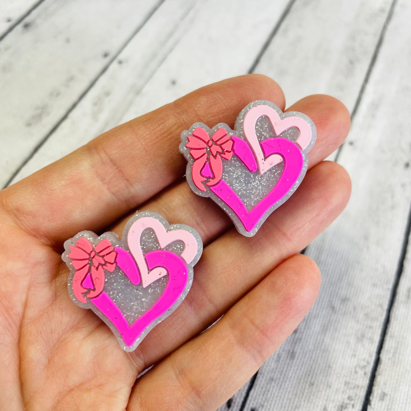 Pink Hearts Silicone Focal Bead