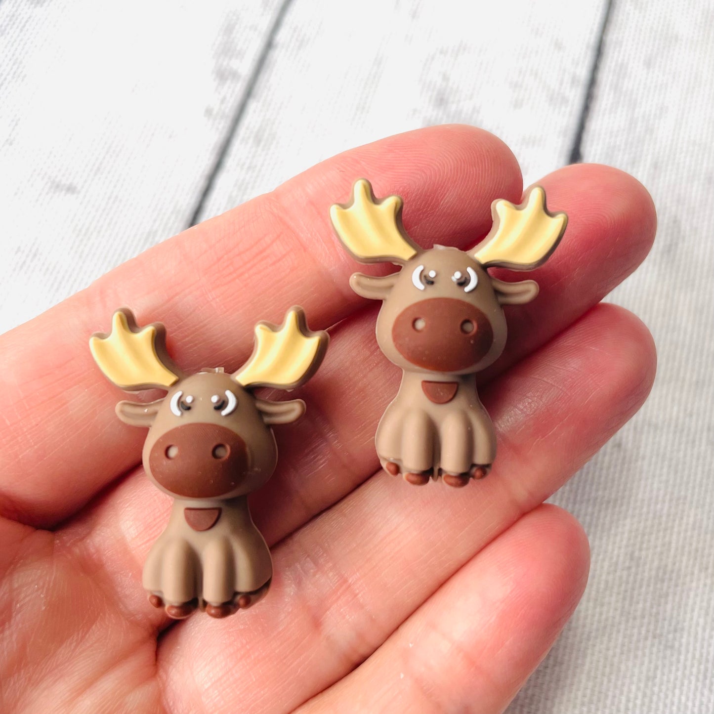 3D Brown Moose Silicone Focal Bead