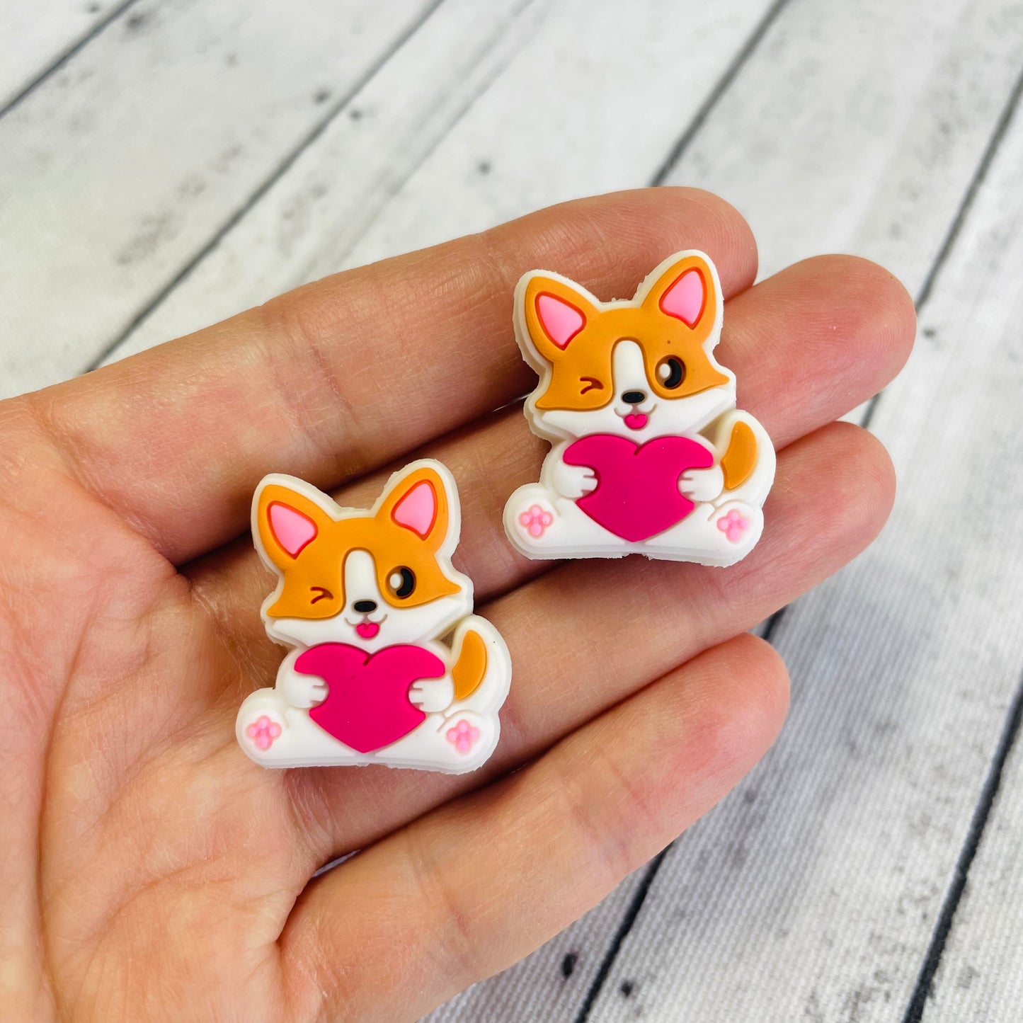 Corgi Valentine Silicone Focal Bead