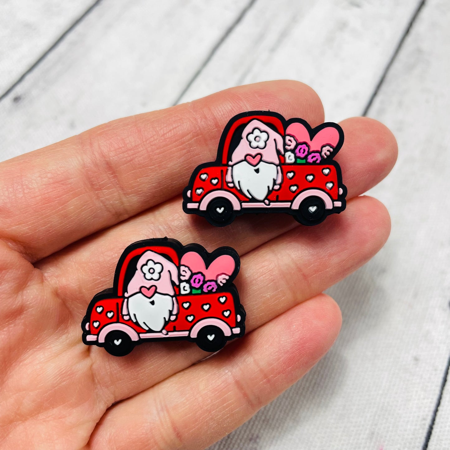 Gnome Red Truck Love Silicone Focal Bead
