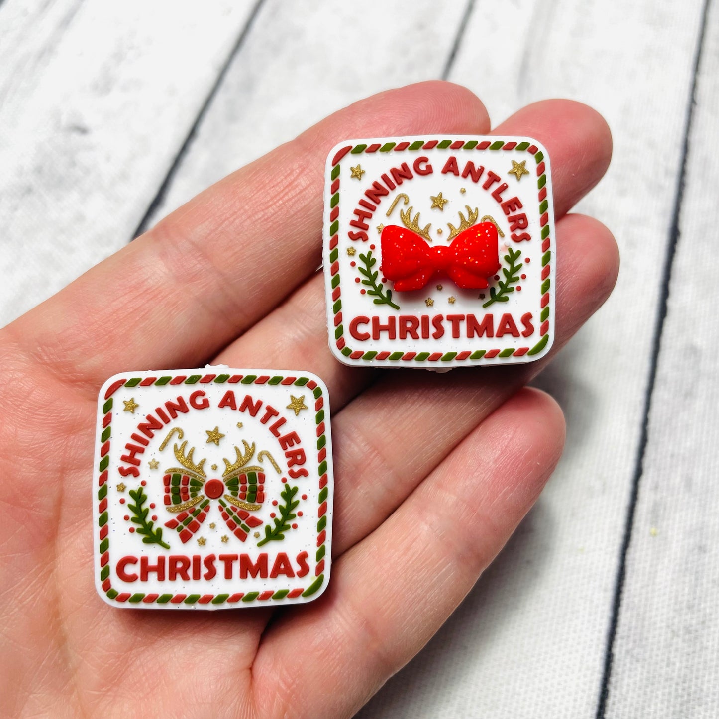 3D Shining Antlers Christmas Silicone Focal Bead (Double Sided)