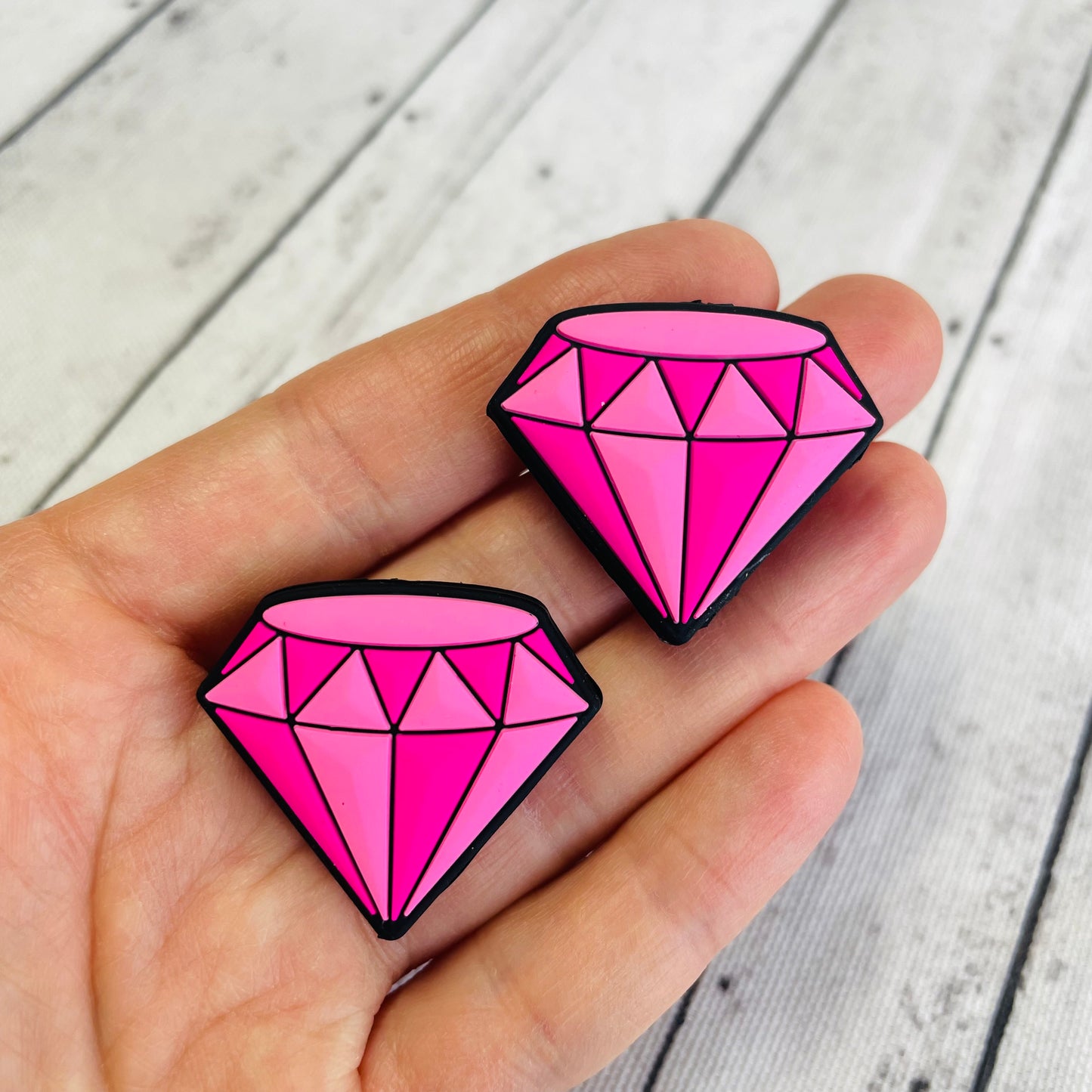 Pink Diamond Gem Silicone Focal Bead
