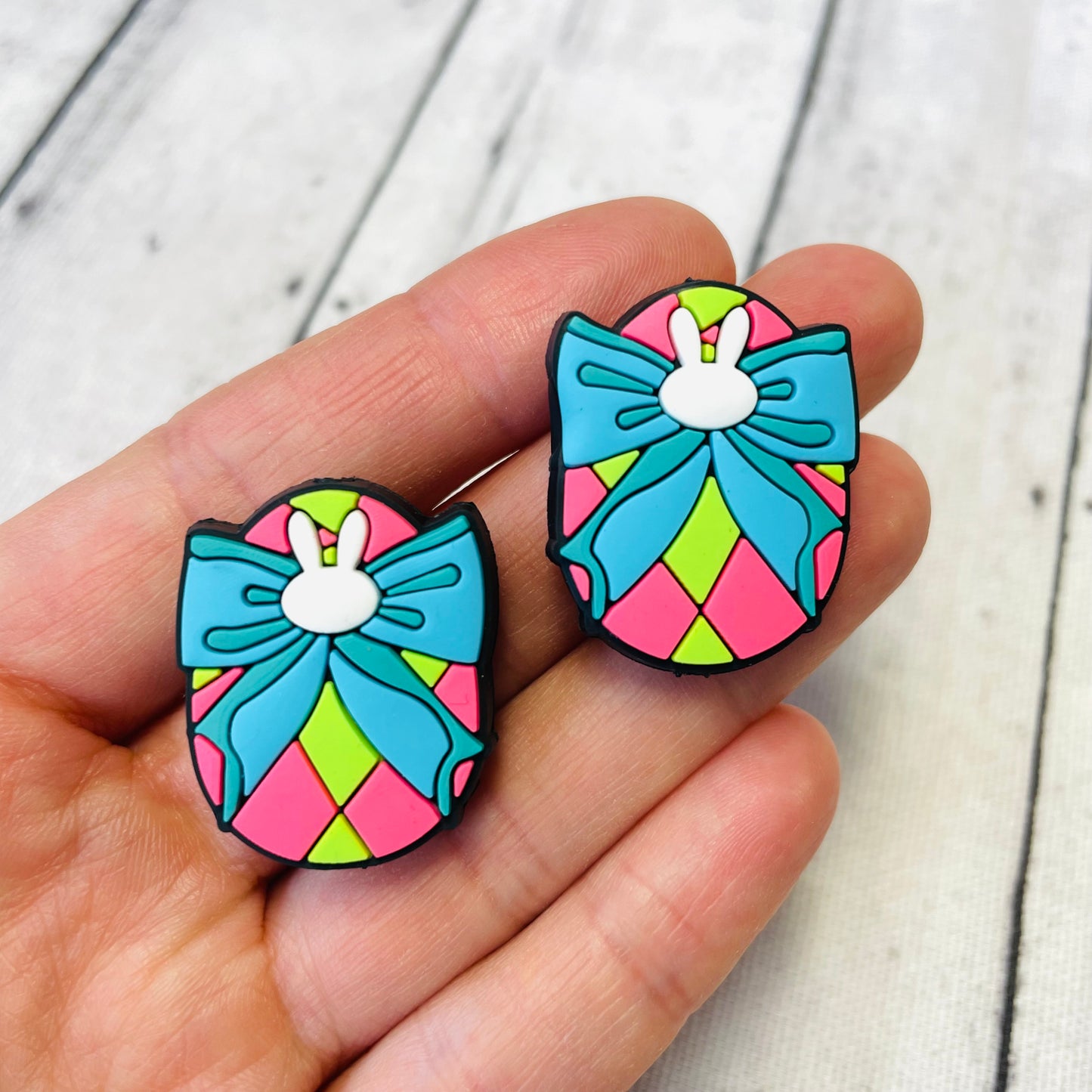 Easter Egg with Bow Silicone Focal Bead