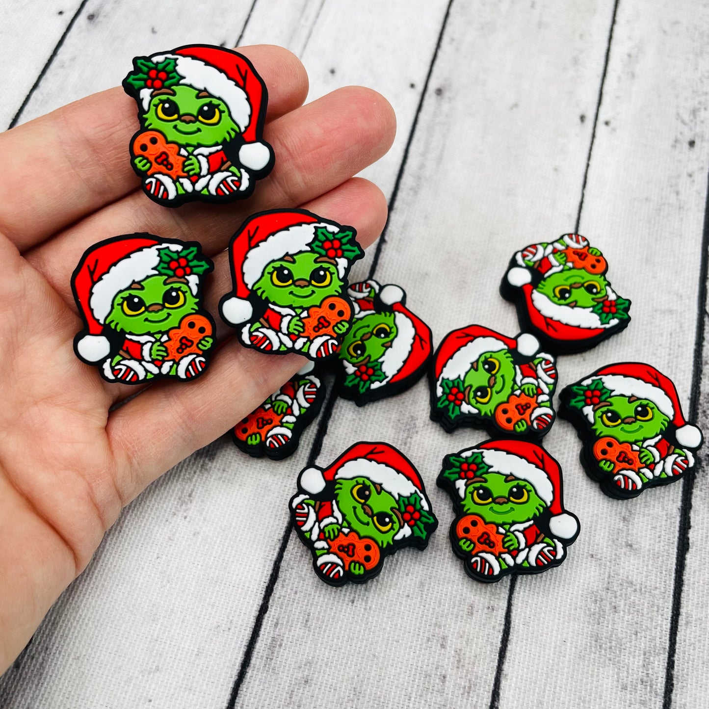 Green Guy Santa Silicone Focal Bead