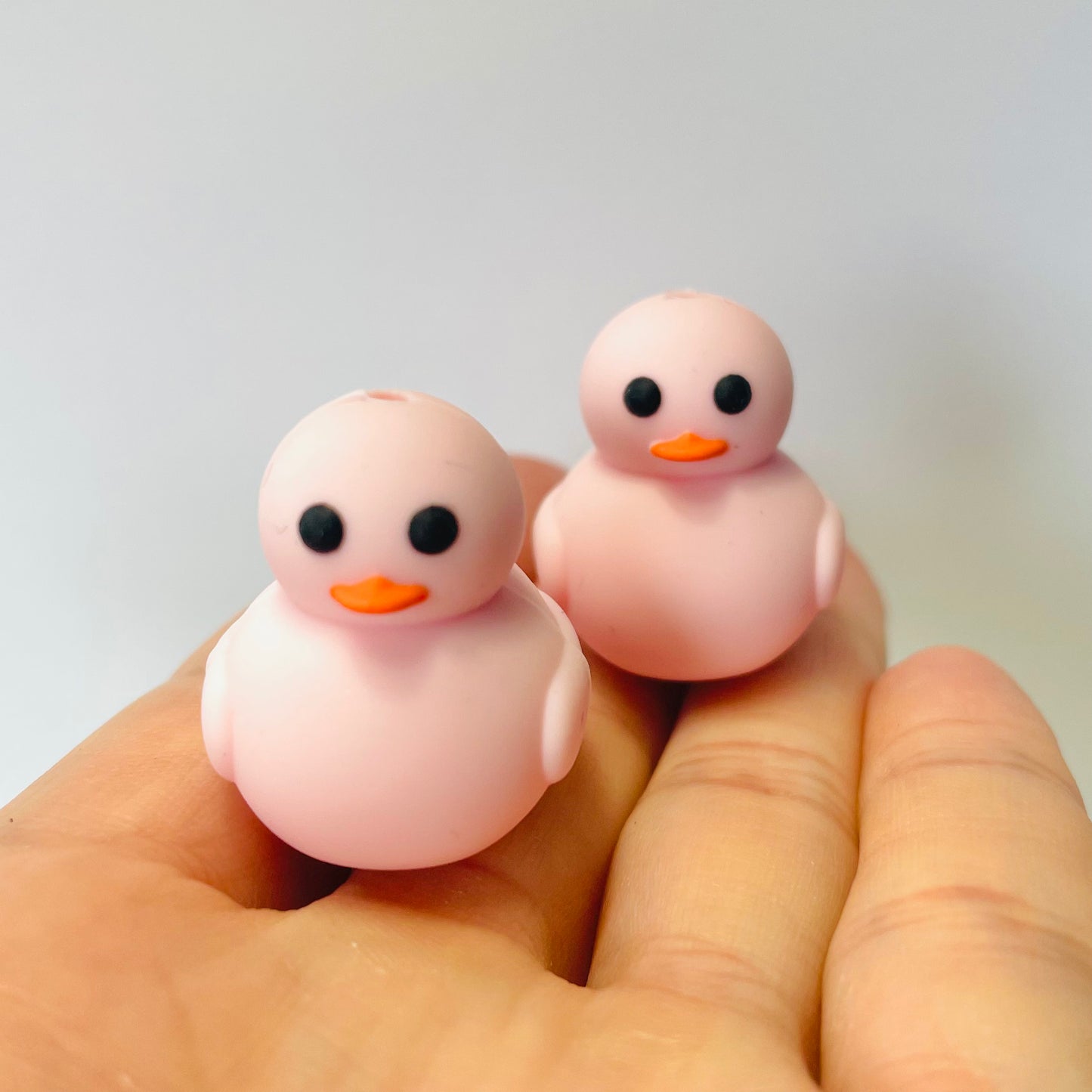 3D Pink Rubber Duck Silicone Focal Bead