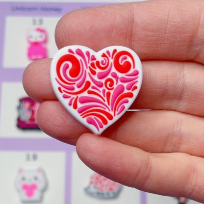 Swirl Heart Silicone Focal Bead