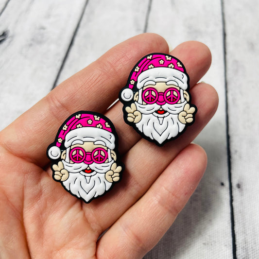 Pink Peace Santa Silicone Focal Bead
