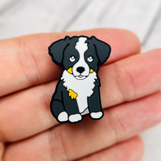 Black Puppy Dog Silicone Focal Bead