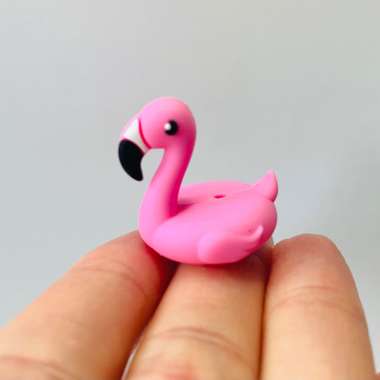 3D Pink Flamingo Float Silicone Focal Bead