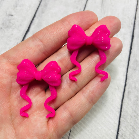 Hot Pink Squiggle Bow Silicone Focal Bead
