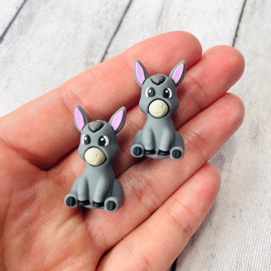 3D Grey Donkey Silicone Focal Bead