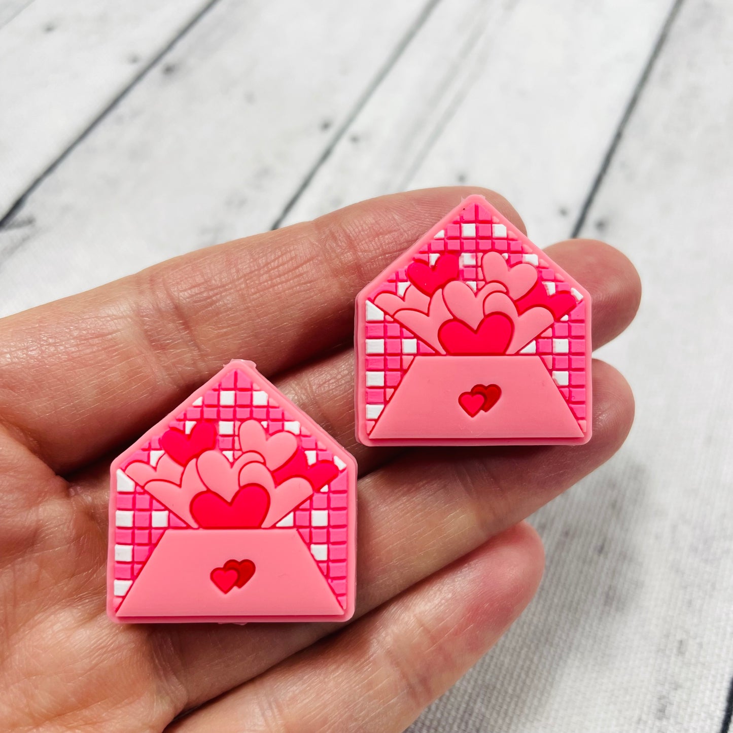 Pink Love Letter Silicone Focal Bead