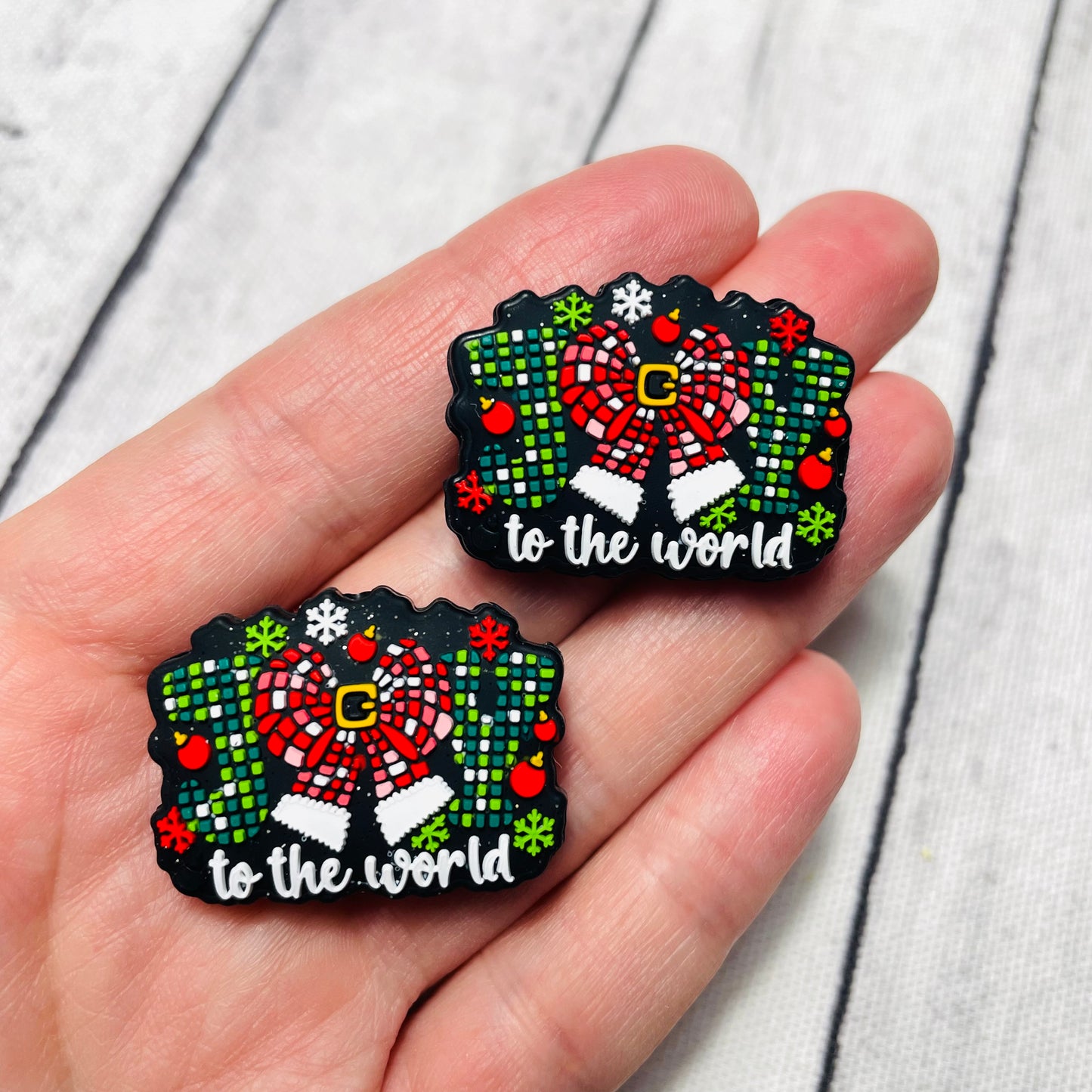 Joy to the World Pixel Silicone Focal Bead