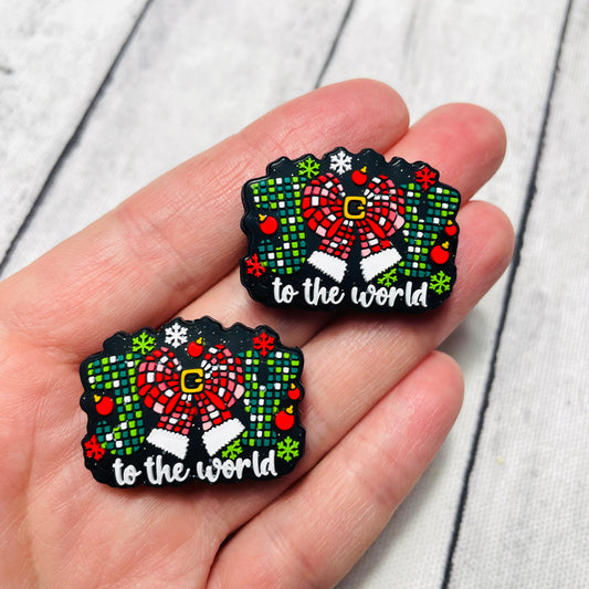 Joy to the World Pixel Silicone Focal Bead