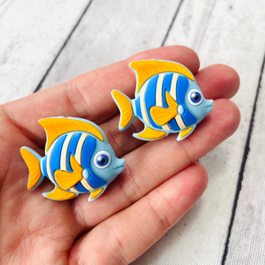 3D Blue Fish Silicone Focal Bead