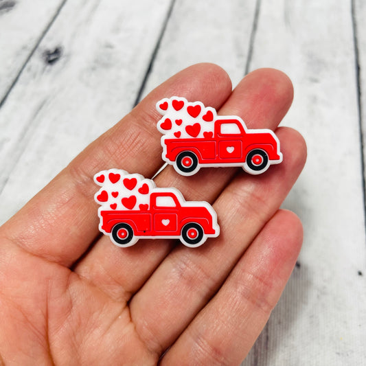 Red Truck Valentine Silicone Focal Beads