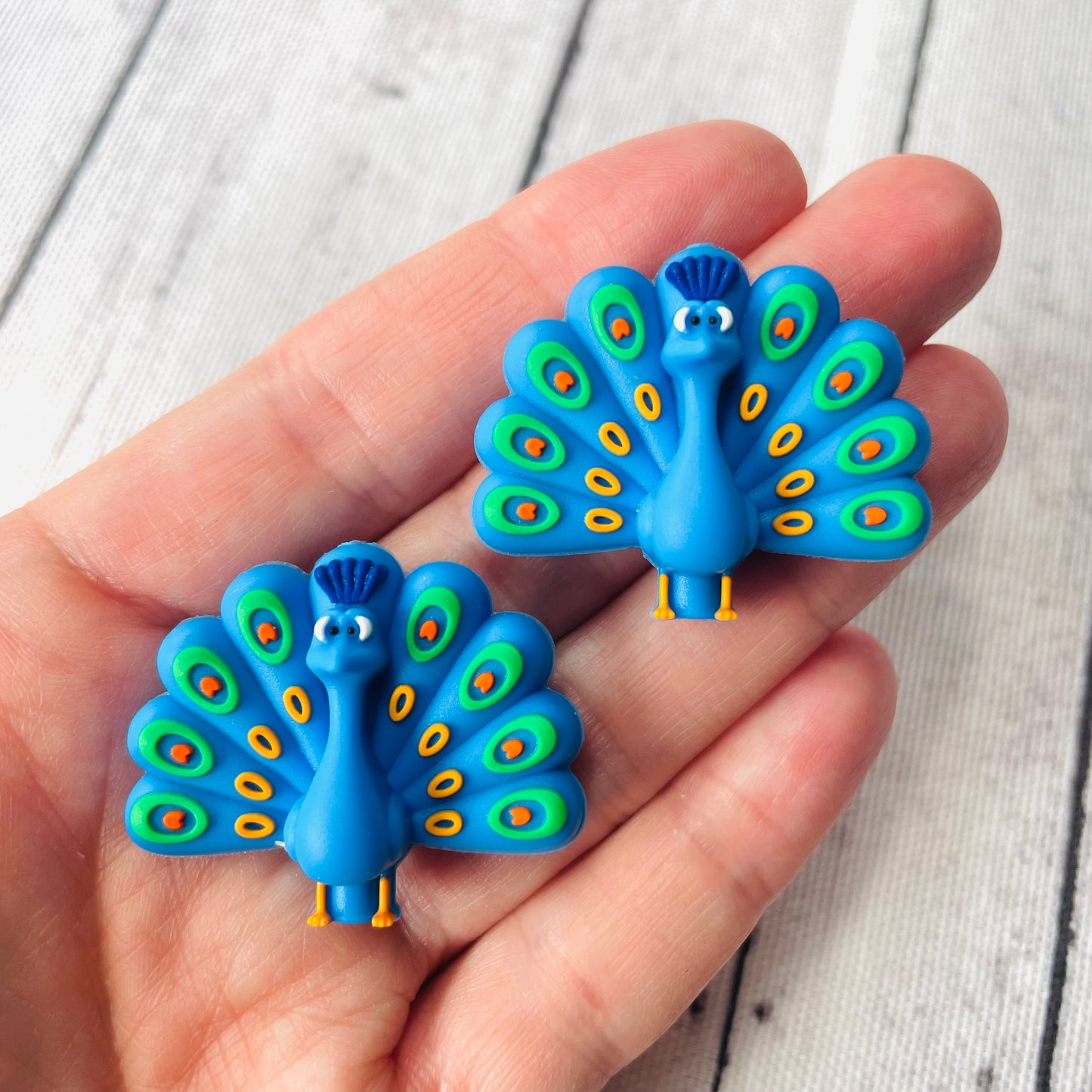 3D Blue Peacock Silicone Focal Bead