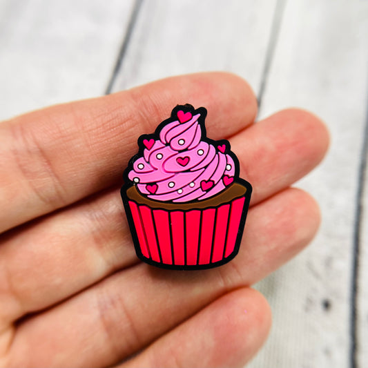 Pink Cupcake Silicone Focal Bead