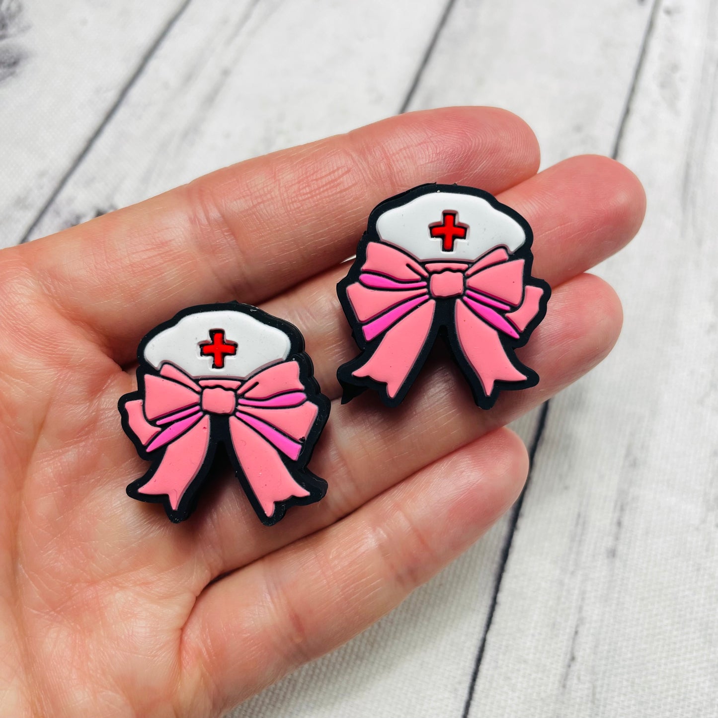 Medical Pink Bow Silicone Focal Bead
