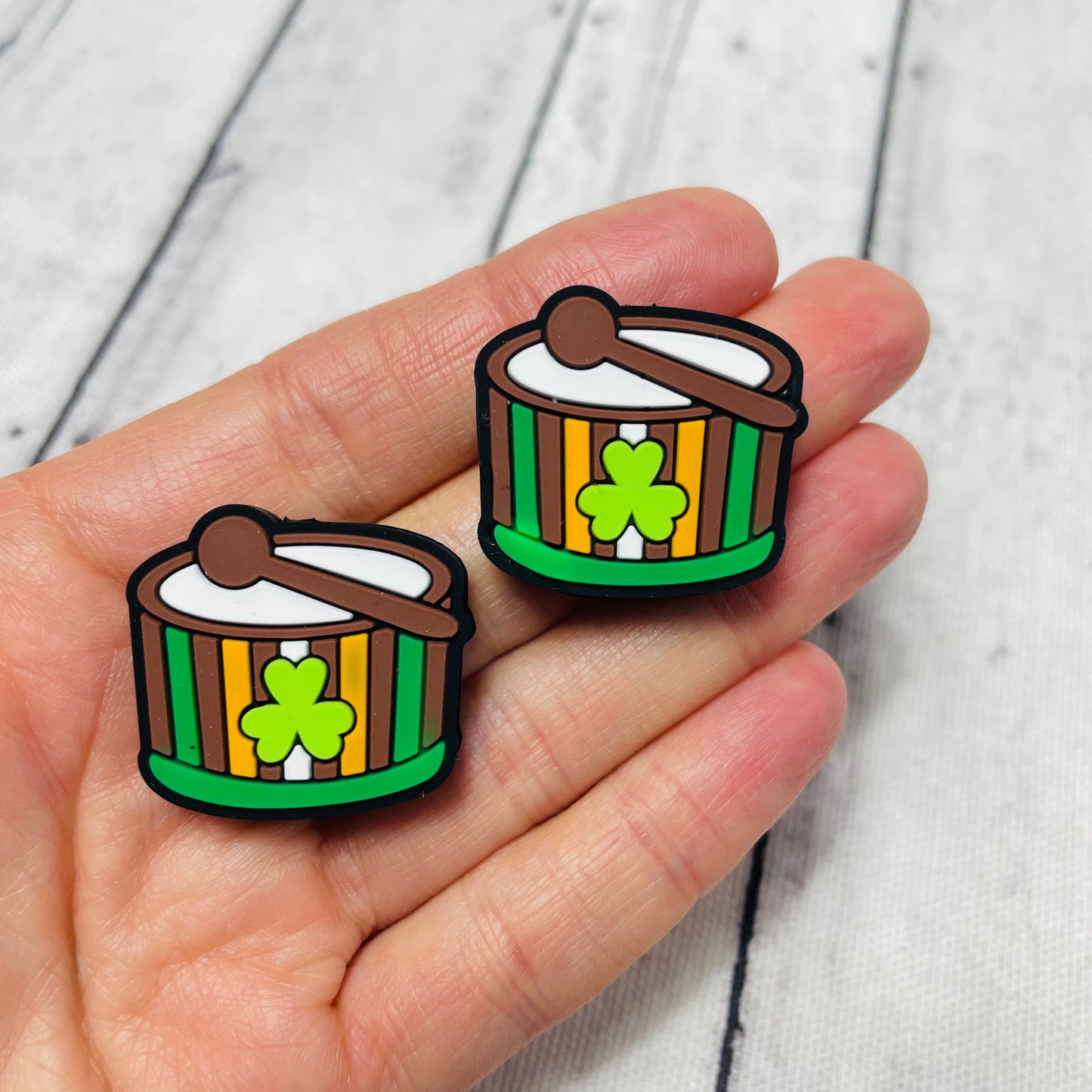 Shamrock Drum Silicone Focal Bead