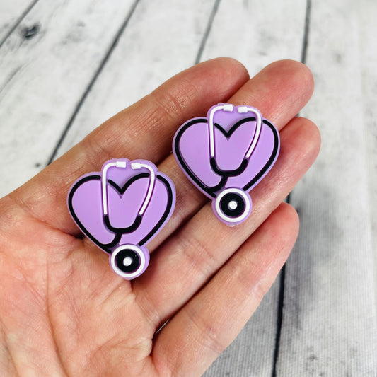 1 Purple Stethoscope Focal Bead