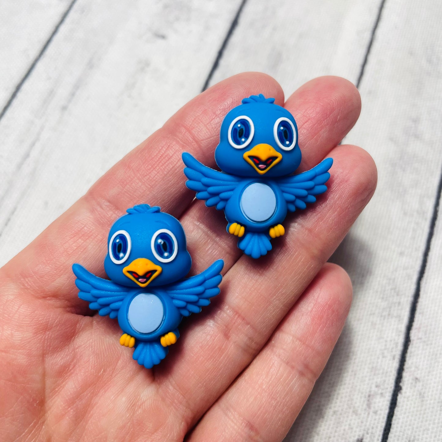 3D Blue Bird Silicone Focal Bead