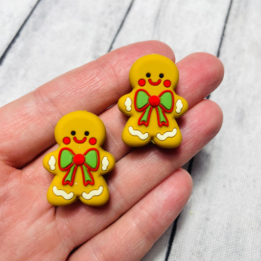 Gingerbread with Bow tie Silicone Focal Bead