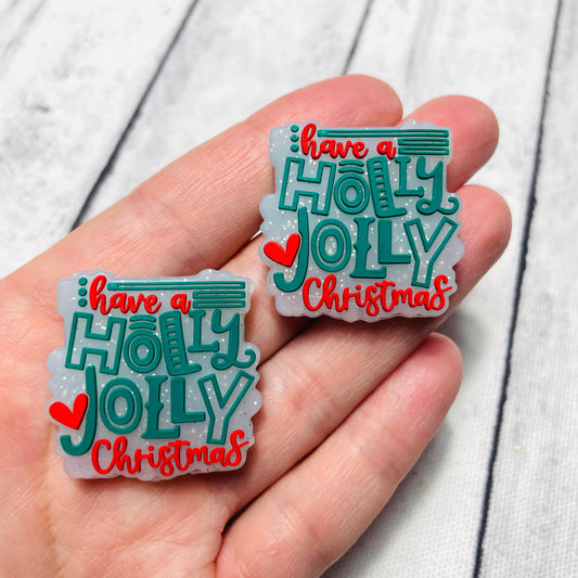 Holly Jolly Christmas Silicone Focal Bead