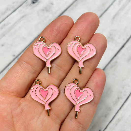 Pink Heart Balloon Charms