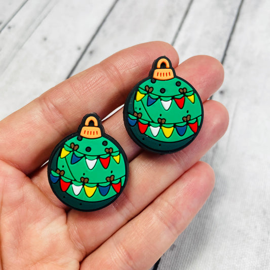 Green Ornament Christmas Silicone Focal Bead
