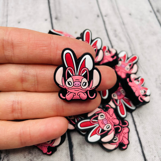 Pink Alien Bunny Silicone Focal Bead