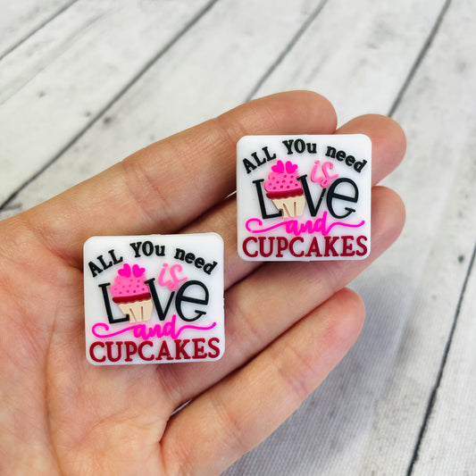 All you need is Love and Cupcakes Silicone Focal Bead (design 1)