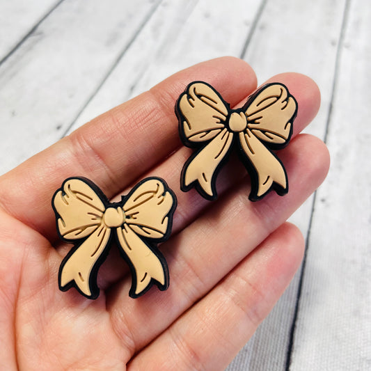 Beige Bow Silicone Focal Bead