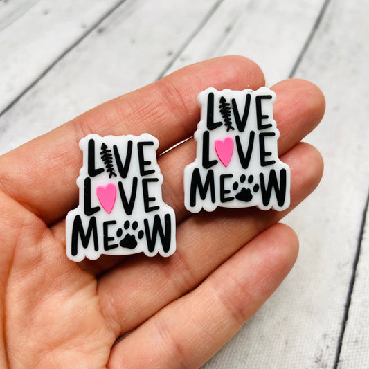 Live Love Meow Silicone Focal Bead