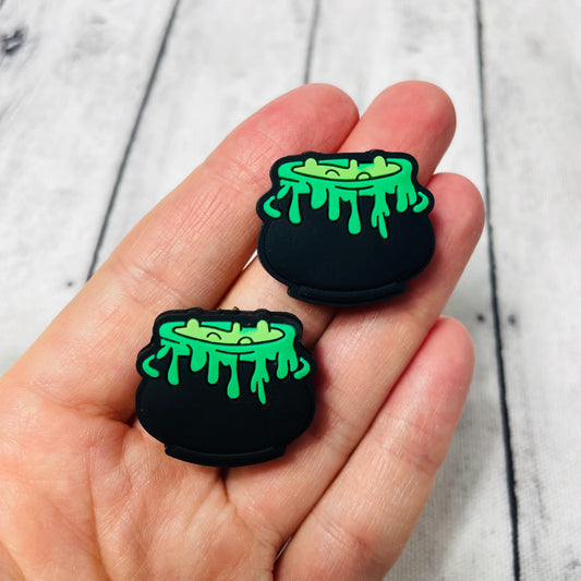 Green Bubbling Cauldron Silicone Focal Bead