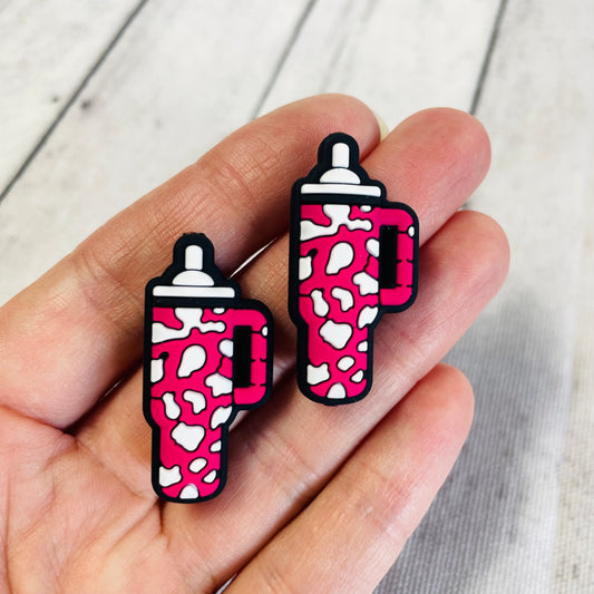 Hot Pink Cow Print Tumbler Focal Bead