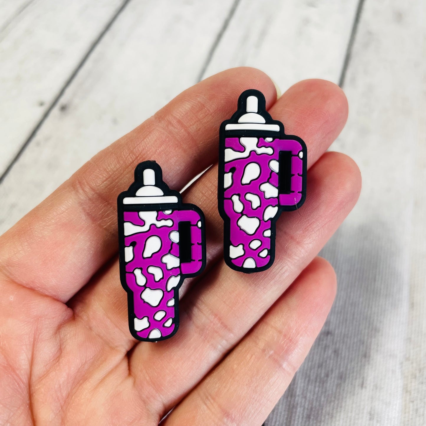 Purple Cow Print Tumbler Focal Bead