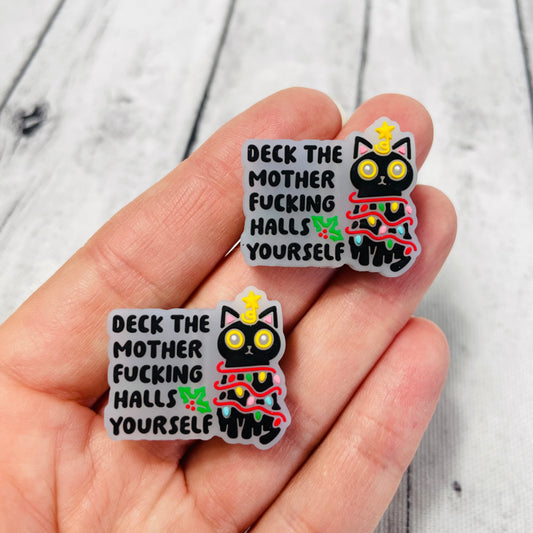 Deck the MF Halls Yourself Cat Silicone Focal Bead
