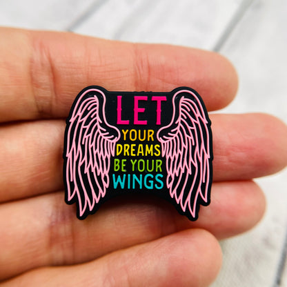 Pink Wings Silicone Focal Bead