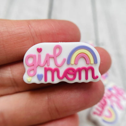 Girl Mom White Background Focal Bead