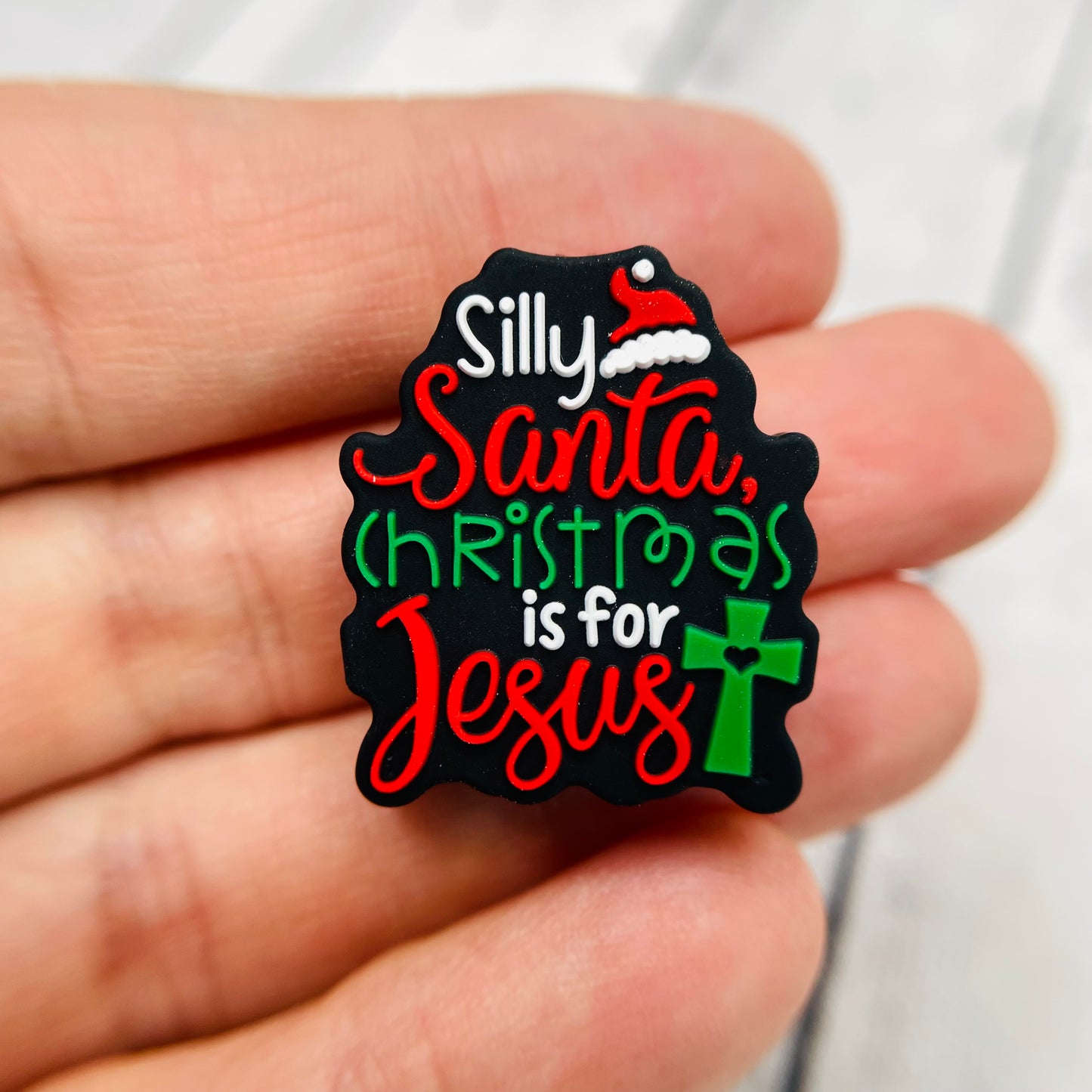 Silly Santa Silicone Focal Bead