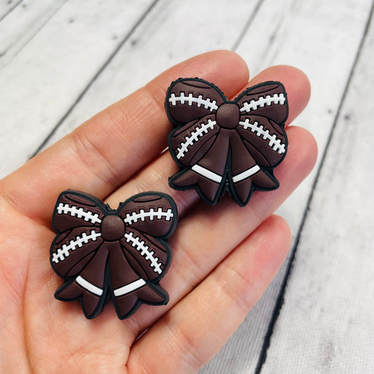 Football Bow Silicone Focal Bead